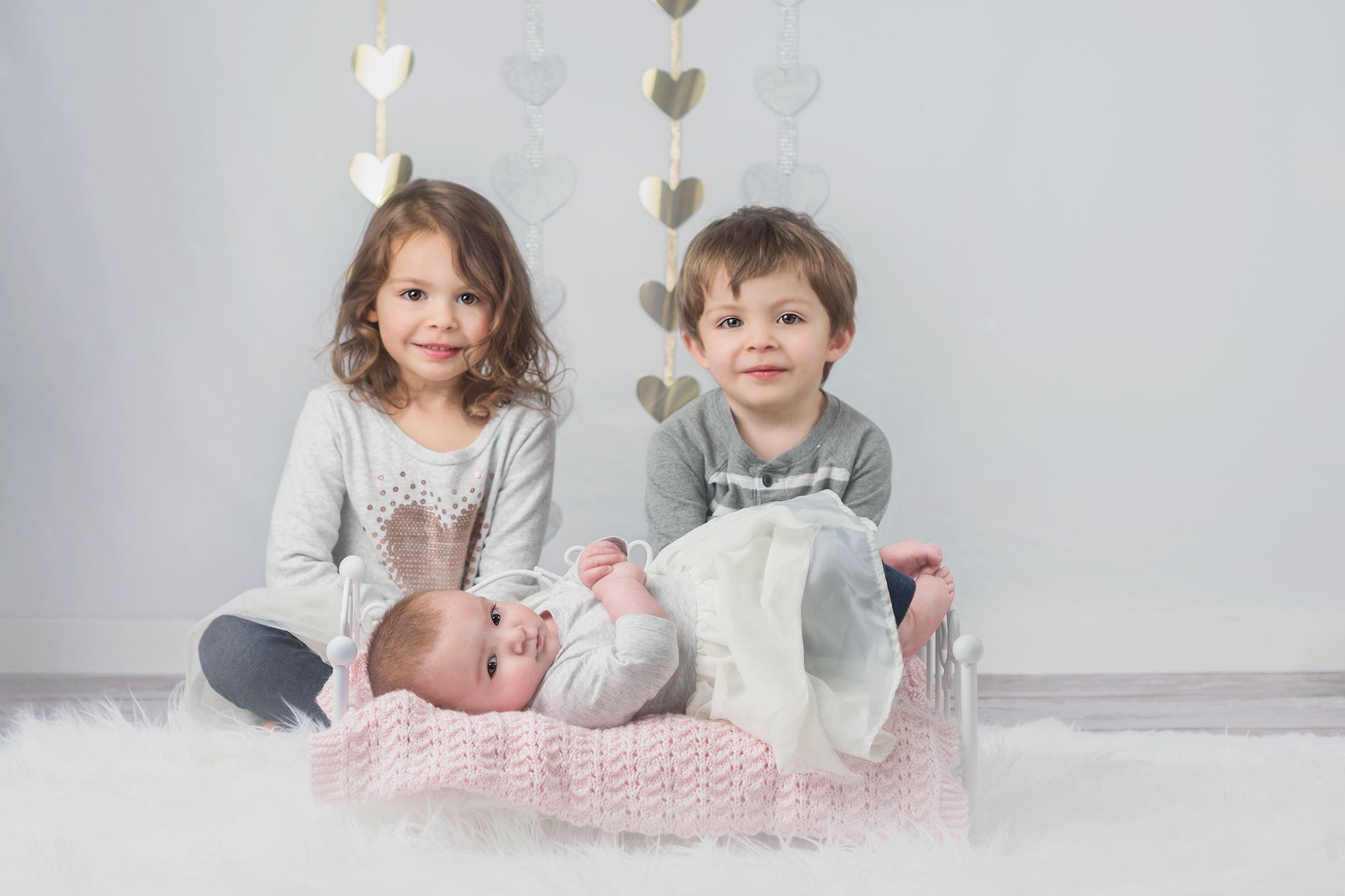 Sibling Session, Baby, Child, Family, Model, Photography, Session, Casi Ann Photography, studio, Valentine, Milestone, brother, sister, elementarty, school, preschool, 4 month, gold, silver, gray, black, white, flowers, ingleside, loves park, illinois, portrait, kids