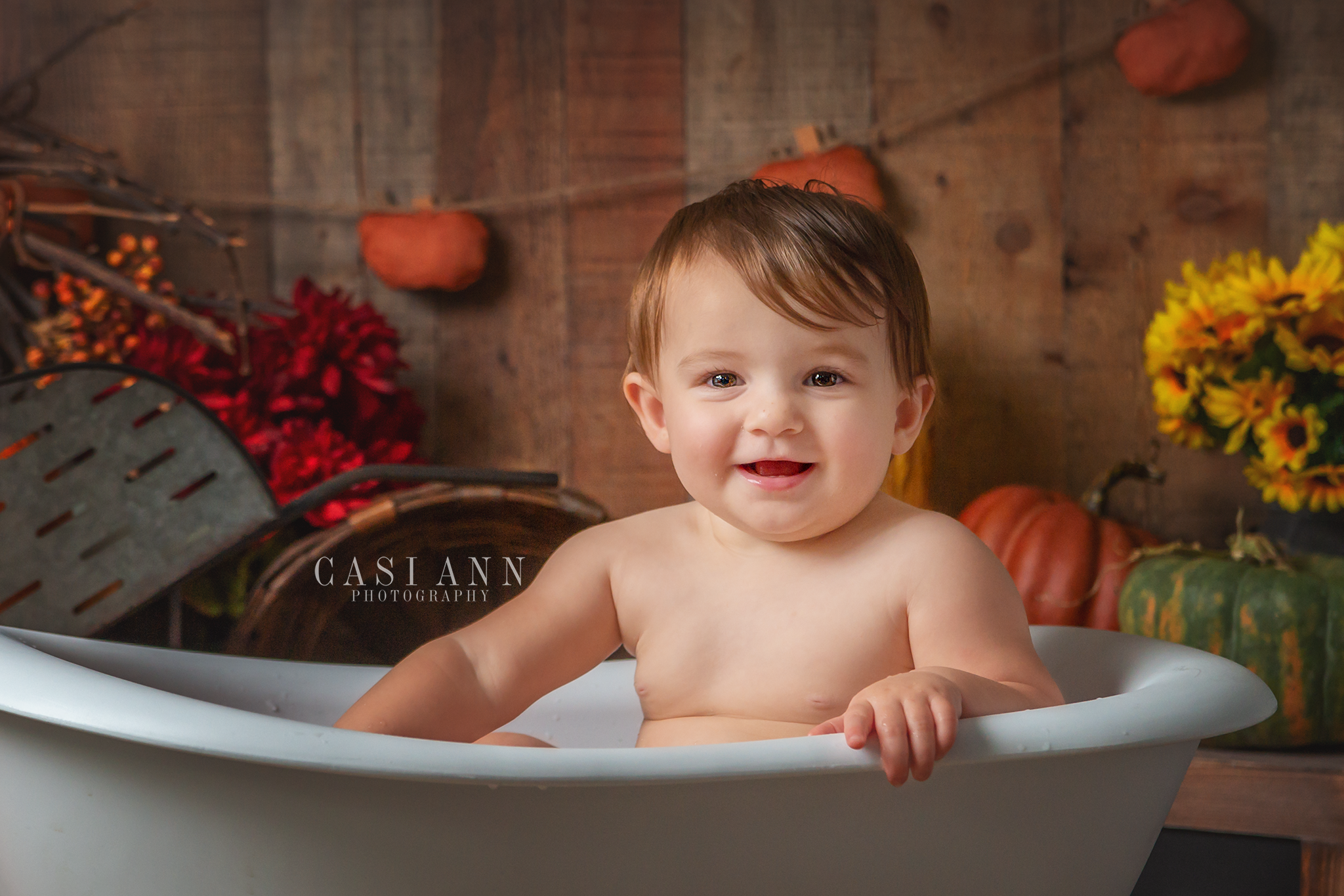 Birthday Cake Smash Session, sisters, siblings, girls, brother, birthday, Studio Sitter Session, Watch Me Grow, Baby, Child, Photography, Session, Casi Ann Photography, studio, 12 month, milestone, sitter, 1 year, tutu, vines, pumpkins, Ingleside, Machesney Park, Illinois, portrait, kids, bath, splash, smash and splash